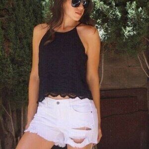 Black Lace Sleeveless Top Size  S